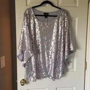 Silver sequined front nat wing top